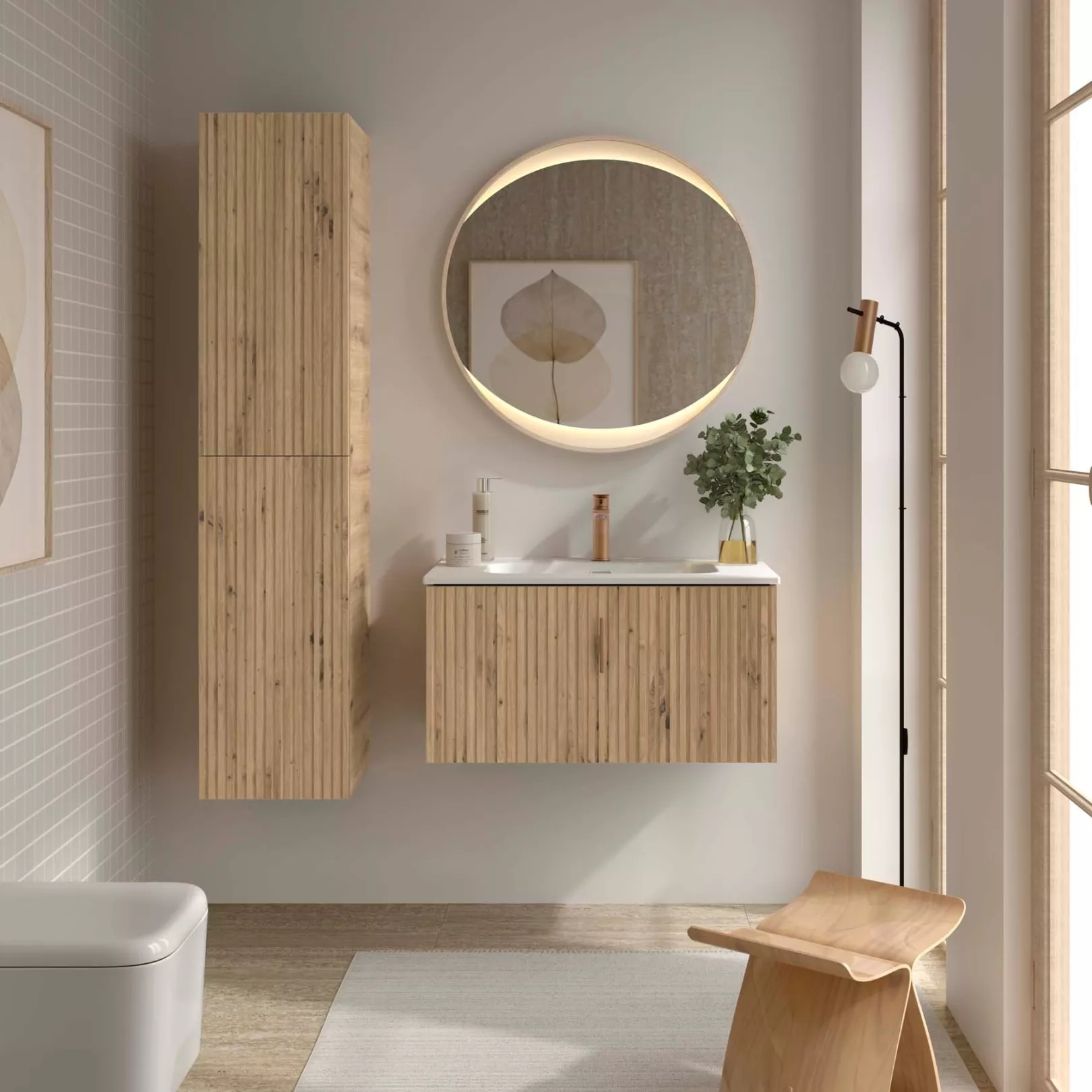 Meuble bain suspendu BANORIGHE 1 tiroir, 11 couleurs, 5 largeurs