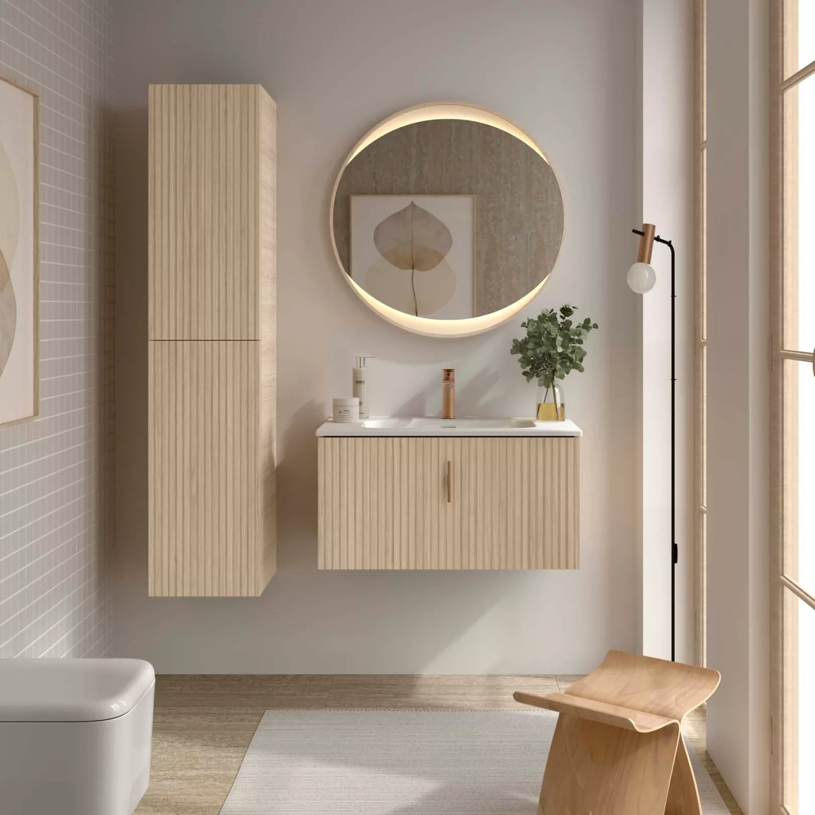Meuble bain suspendu BANORIGHE 1 tiroir, 11 couleurs, 5 largeurs