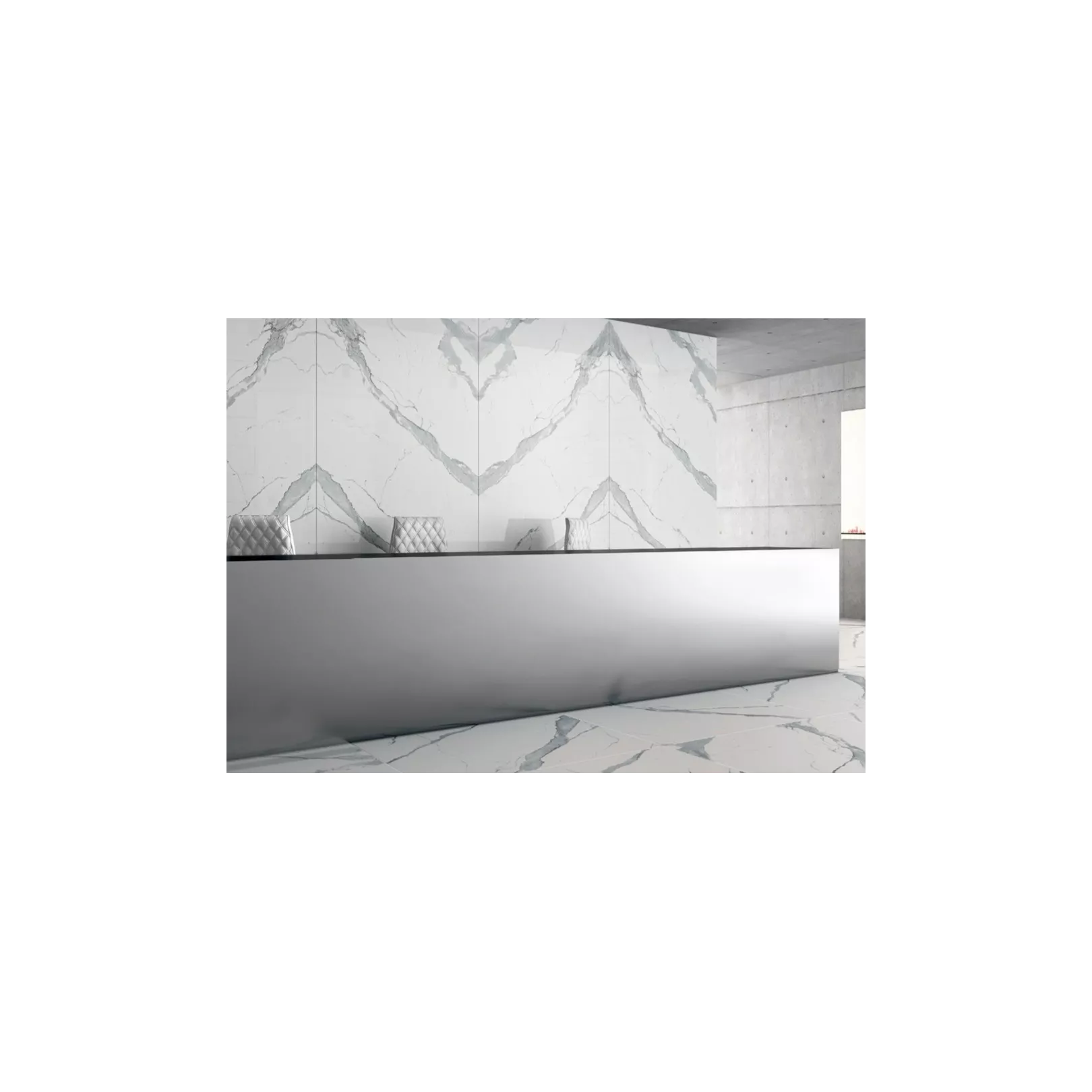 Carrelage grès cérame effet marbre Statuary Extra White, rectifié