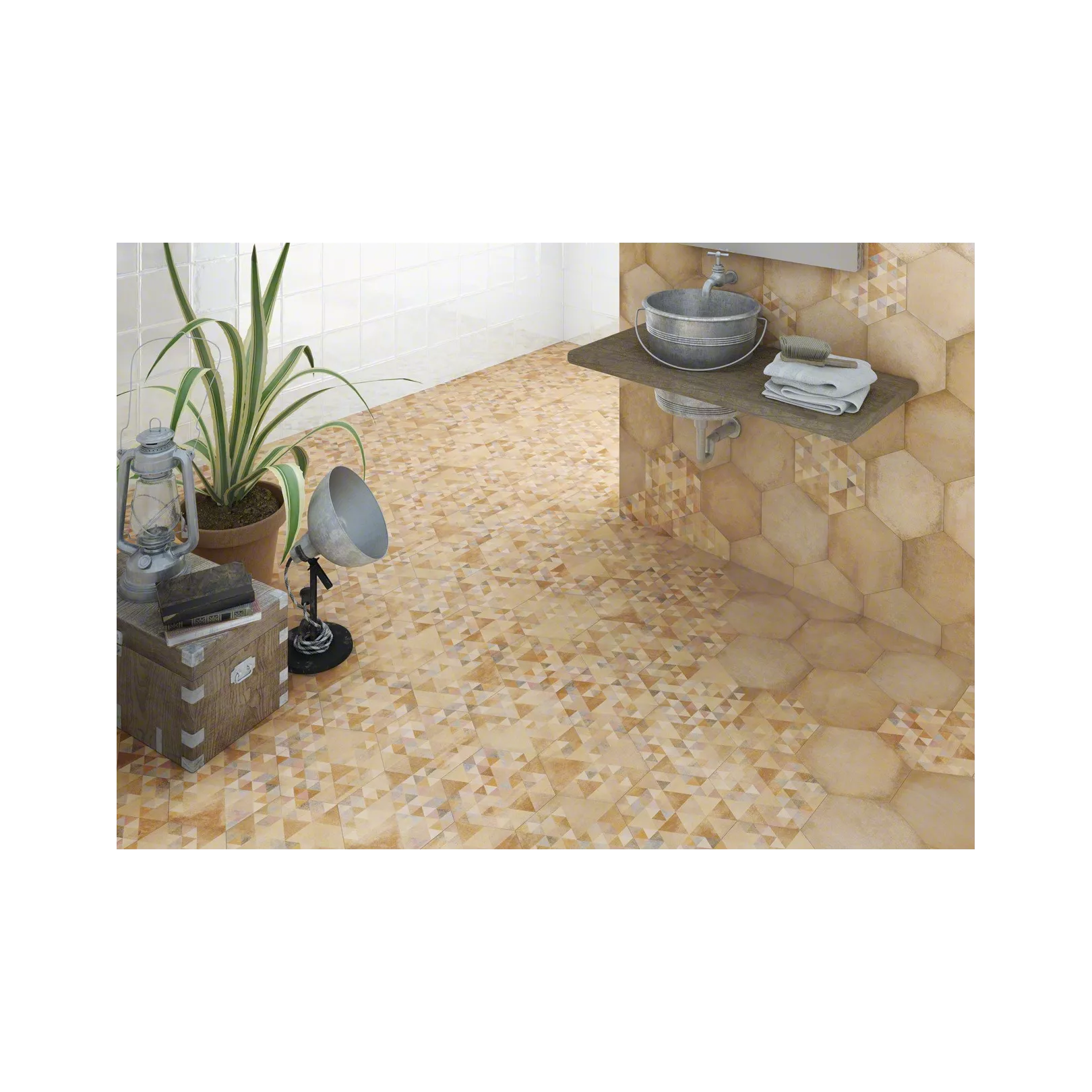 Carrelage grès cérame effet chaux Laverton Hexagono Bampton et Benenden (6 couleurs et 1 décor)