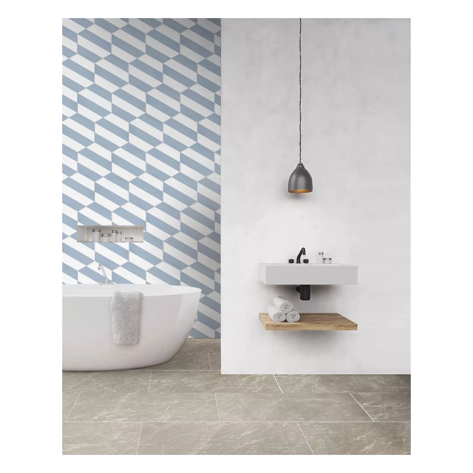 Carrelage grès cérame Hex 25 Porto Capri, hexagone 25x22cm (5 couleurs)
