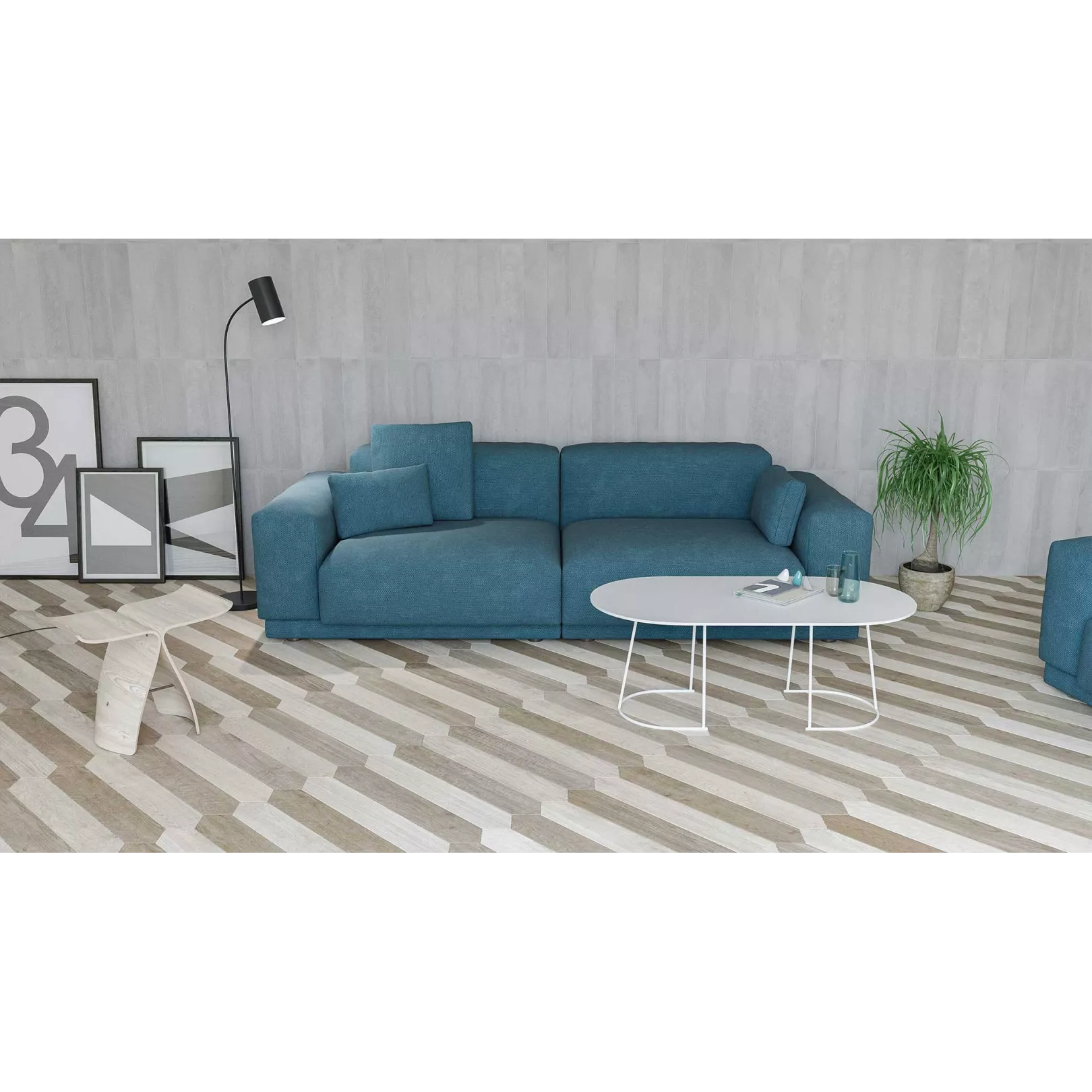 Carrelage grès cérame Love Affairs Concrete Strip 50x10cm effet béton brut 