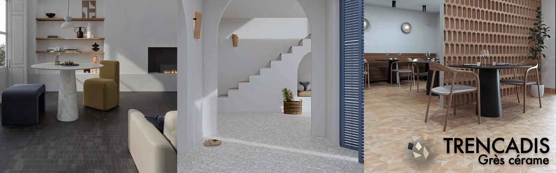  Carrelage grès cérame effet graphique TRENCADIS 